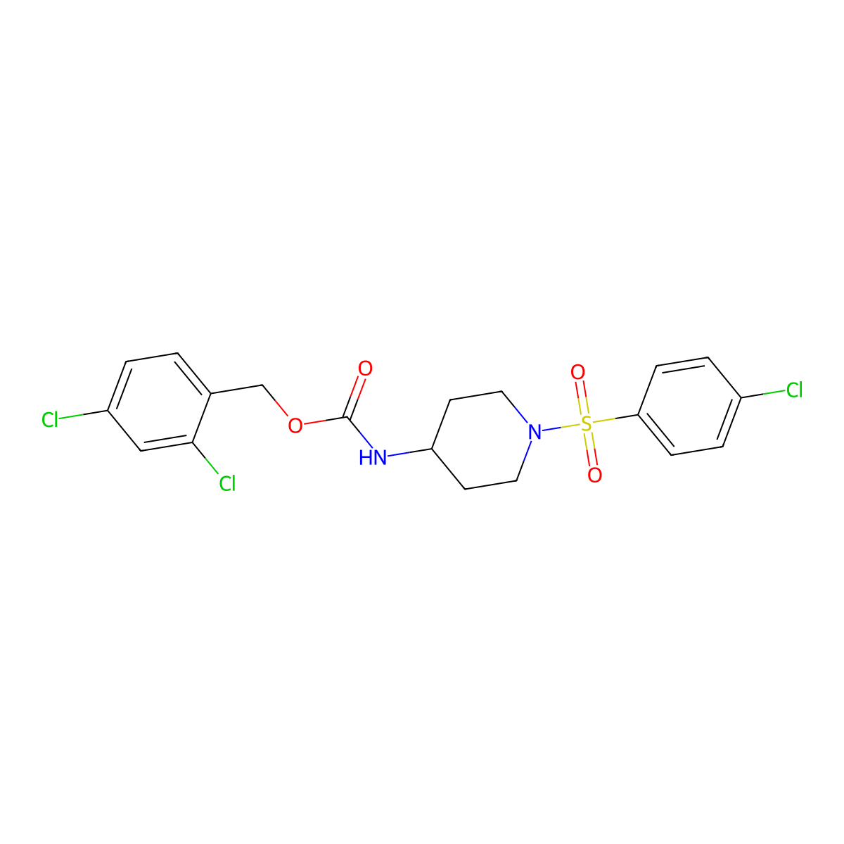 2,4-dichlorobenzyl N-{1-[(4-chlorophenyl)sulfonyl]-4-piperidinyl}carbamate molecular structure, CAS 478047-72-2
