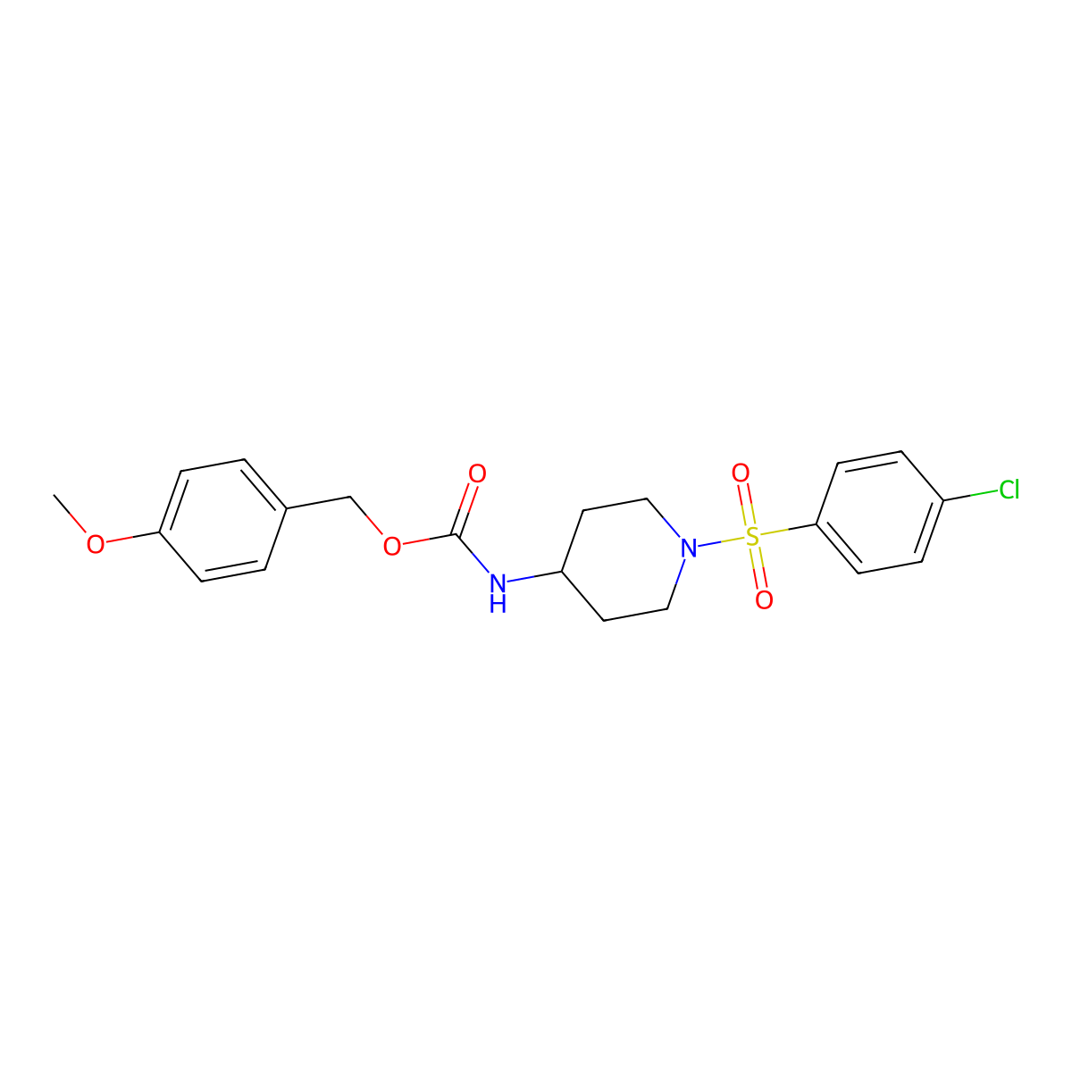 4-methoxybenzyl N-{1-[(4-chlorophenyl)sulfonyl]-4-piperidinyl}carbamate molecular structure, CAS 478047-73-3