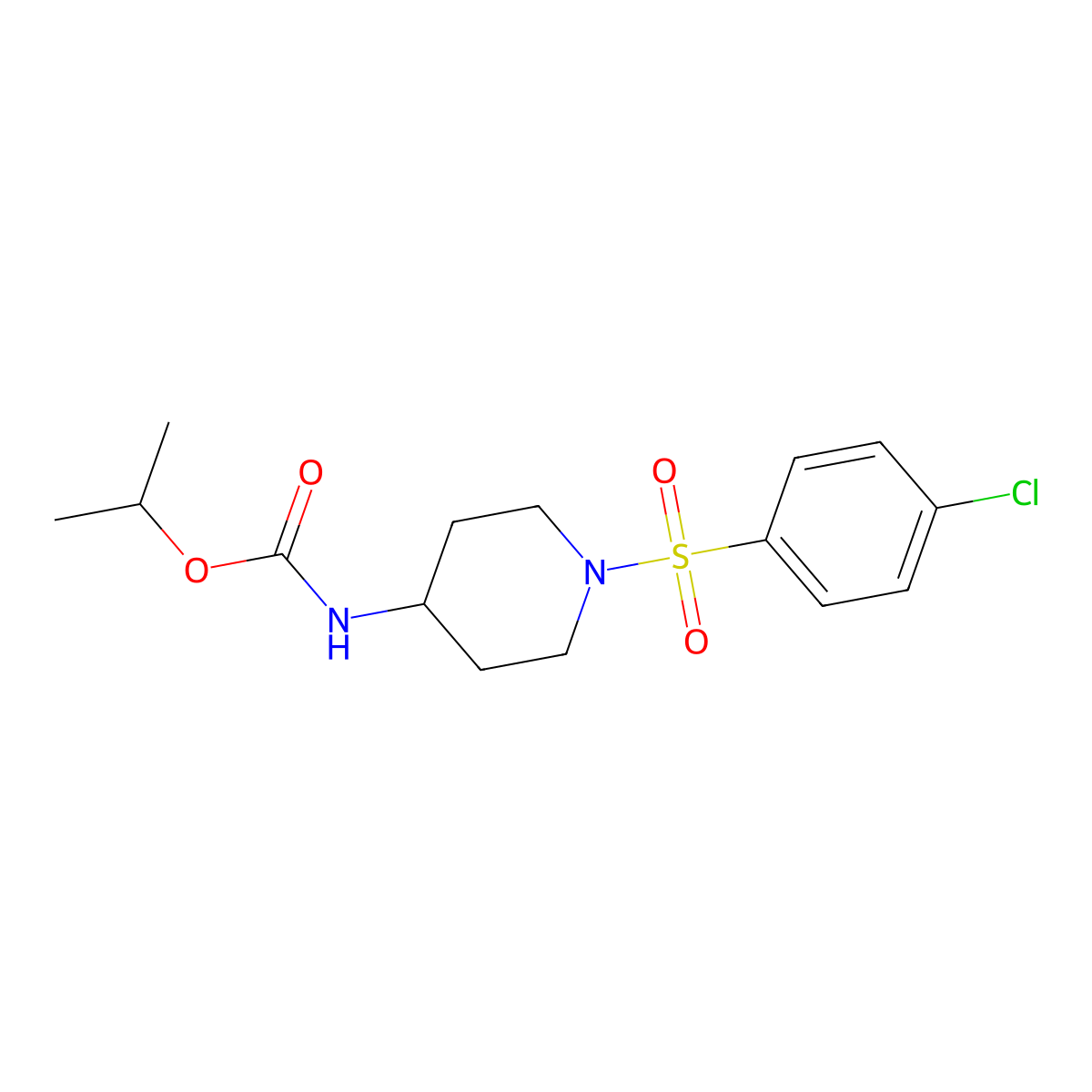 isopropyl N-{1-[(4-chlorophenyl)sulfonyl]-4-piperidinyl}carbamate molecular structure, CAS 478047-74-4