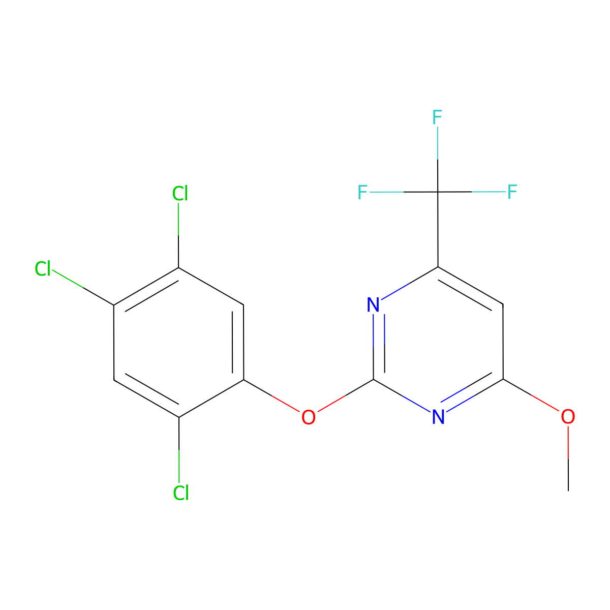 4-Methoxy-2-(2,4,5-trichlorophenoxy)-6-(trifluoromethyl)pyrimidine molecular structure, CAS 478047-77-7