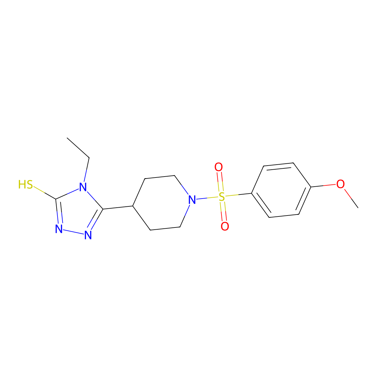 4-ethyl-5-{1-[(4-methoxyphenyl)sulfonyl]-4-piperidinyl}-4H-1,2,4-triazole-3-thiol molecular structure, CAS 478047-93-7