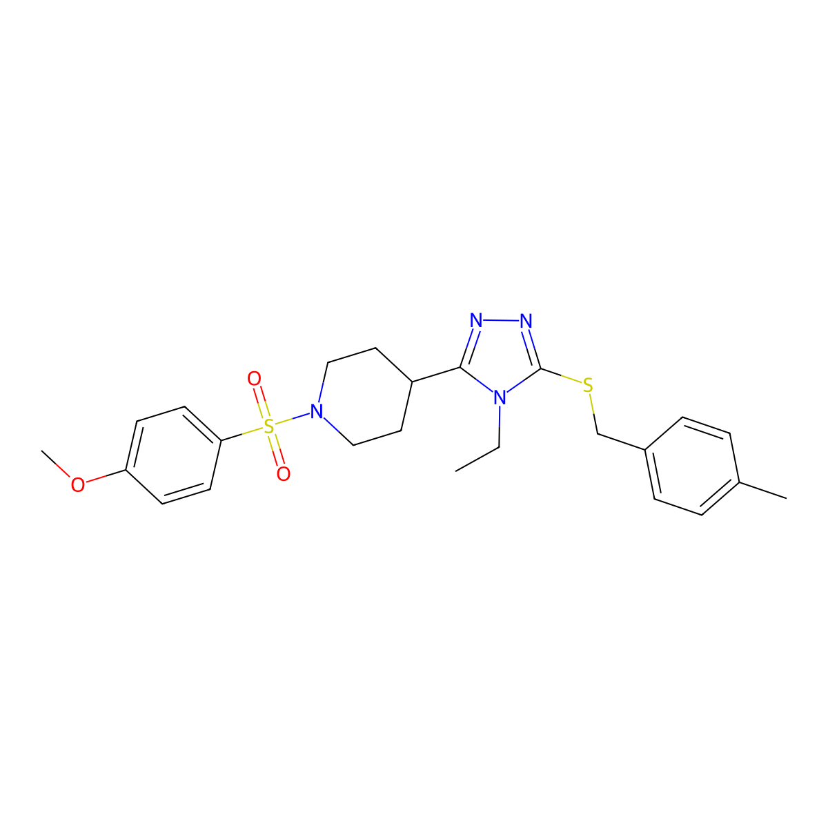 4-{4-ethyl-5-[(4-methylbenzyl)sulfanyl]-4H-1,2,4-triazol-3-yl}-1-[(4-methoxyphenyl)sulfonyl]piperidine molecular structure, CAS 478047-95-9