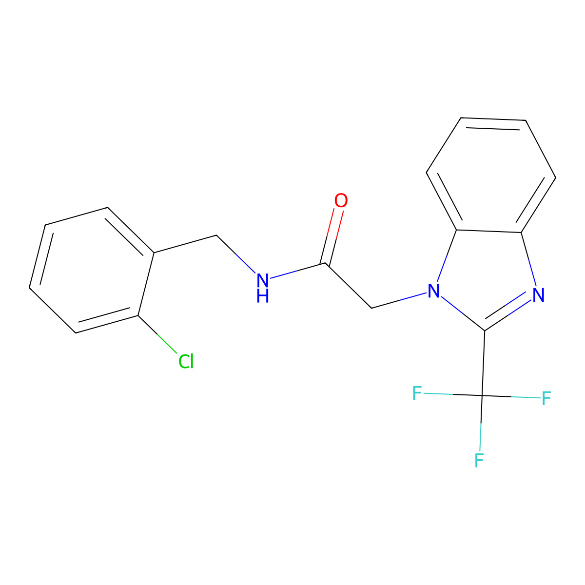 N-(2-chlorobenzyl)-2-[2-(trifluoromethyl)-1H-1,3-benzimidazol-1-yl]acetamide molecular structure, CAS 478048-07-6