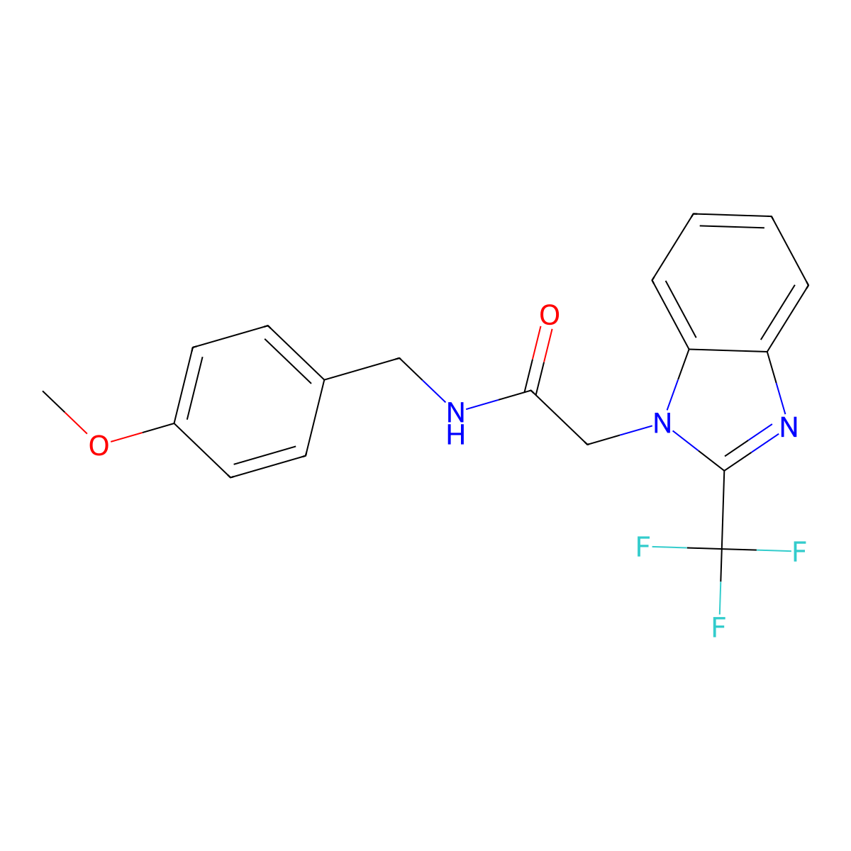 N-(4-methoxybenzyl)-2-[2-(trifluoromethyl)-1H-1,3-benzimidazol-1-yl]acetamide molecular structure, CAS 478048-08-7