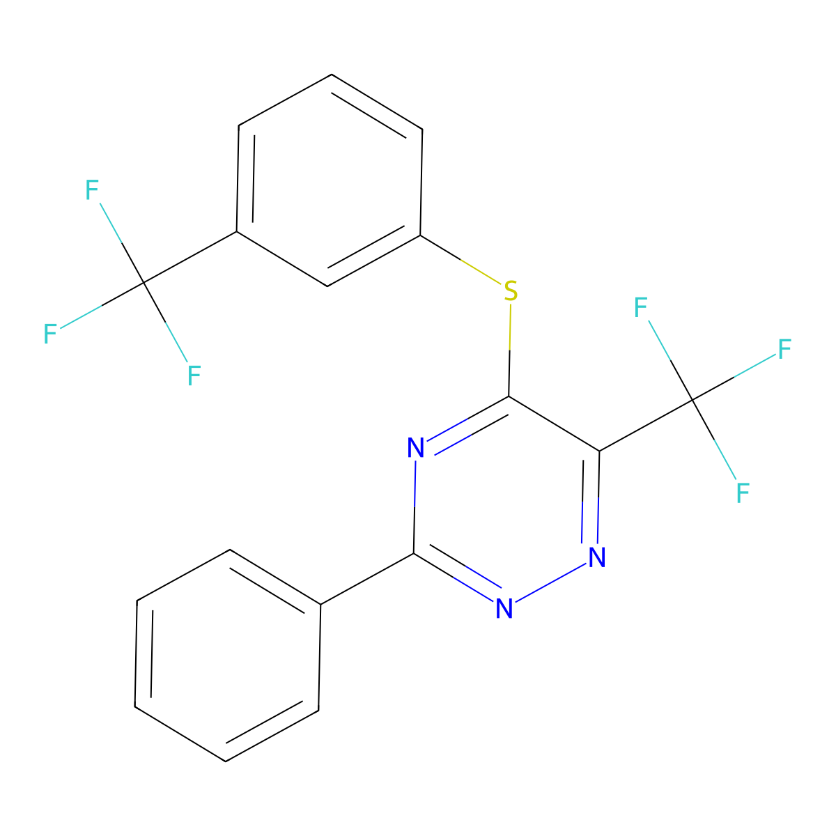3-Phenyl-6-(trifluoromethyl)-1,2,4-triazin-5-yl 3-(trifluoromethyl)phenyl sulfide molecular structure, CAS 478048-10-1