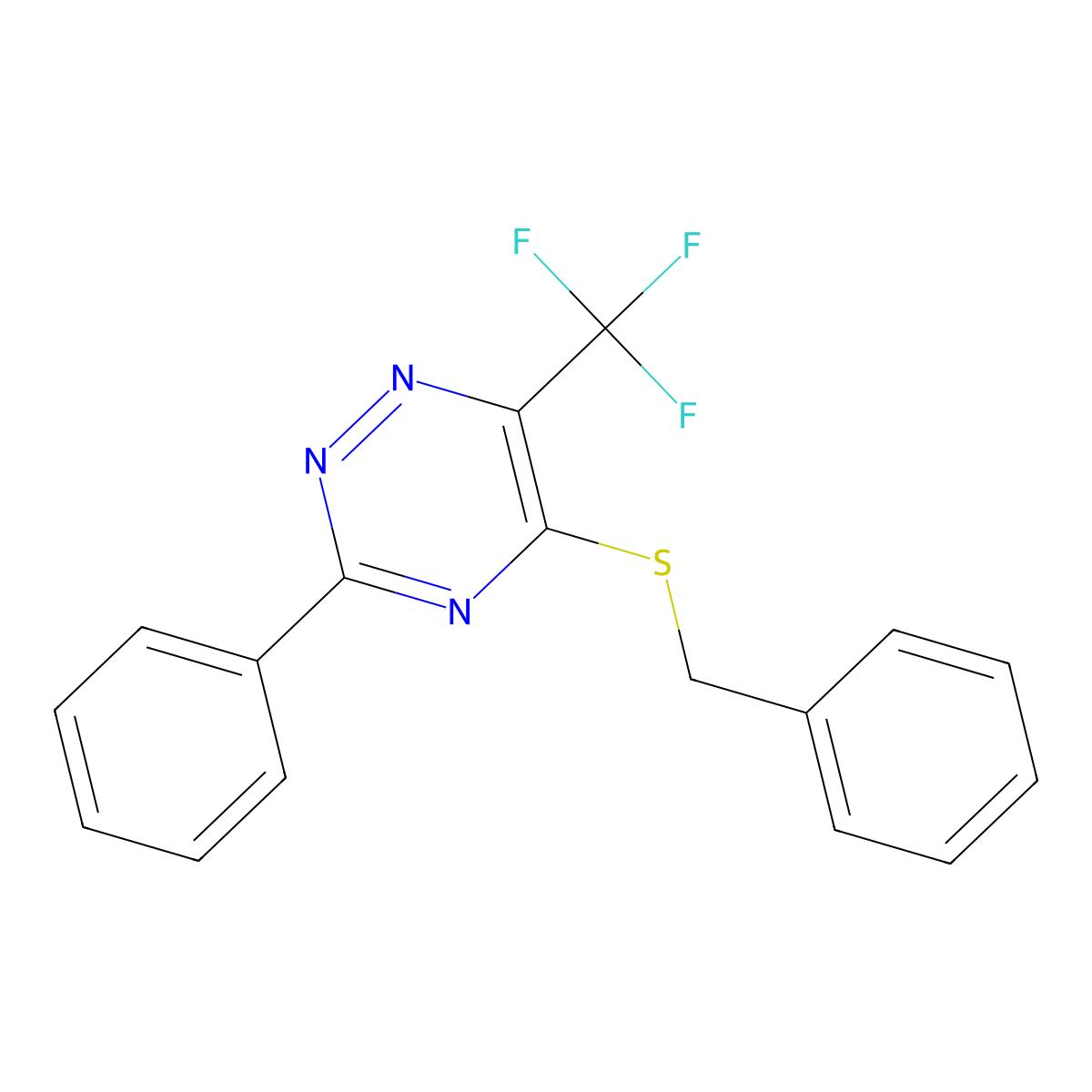 5-(Benzylsulfanyl)-3-phenyl-6-(trifluoromethyl)-1,2,4-triazine molecular structure, CAS 478048-11-2