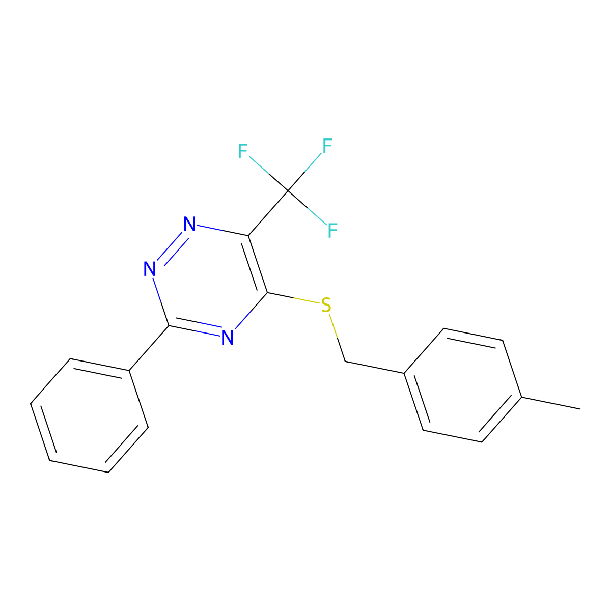 4-Methylbenzyl 3-phenyl-6-(trifluoromethyl)-1,2,4-triazin-5-yl sulfide molecular structure, CAS 478048-12-3