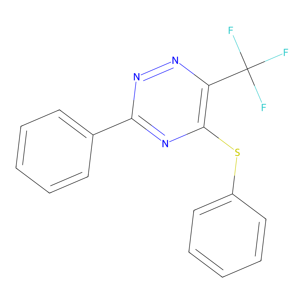 3-Phenyl-5-(phenylsulfanyl)-6-(trifluoromethyl)-1,2,4-triazine molecular structure, CAS 478048-14-5