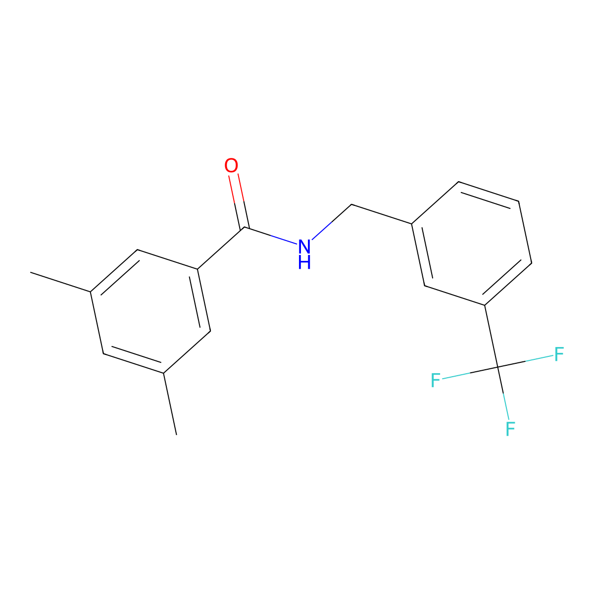 3,5-dimethyl-N-{[3-(trifluoromethyl)phenyl]methyl}benzamide molecular structure, CAS 478048-23-6