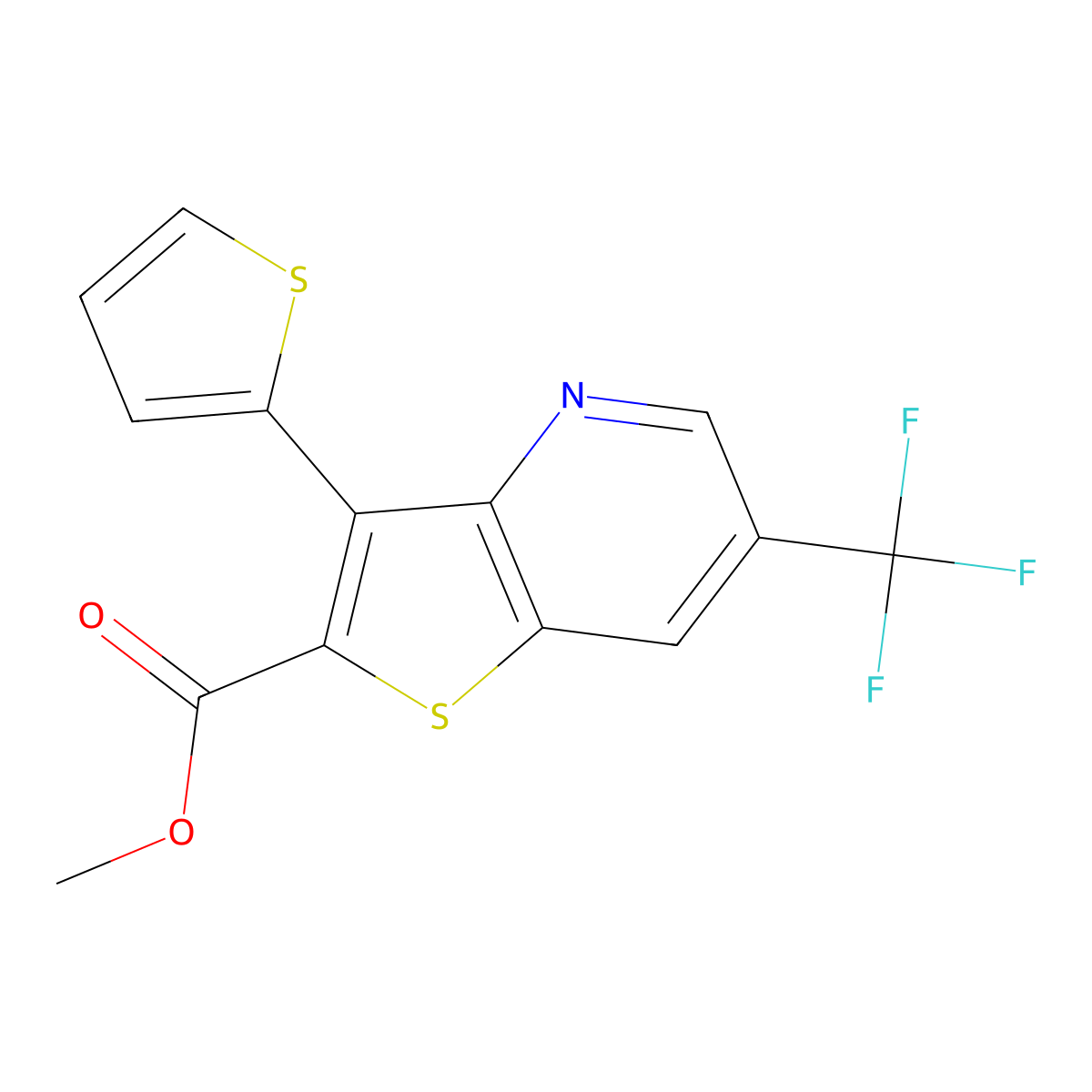 Methyl 3-(2-thienyl)-6-(trifluoromethyl)thieno[3,2-b]pyridine-2-carboxylate molecular structure, CAS 478048-35-0