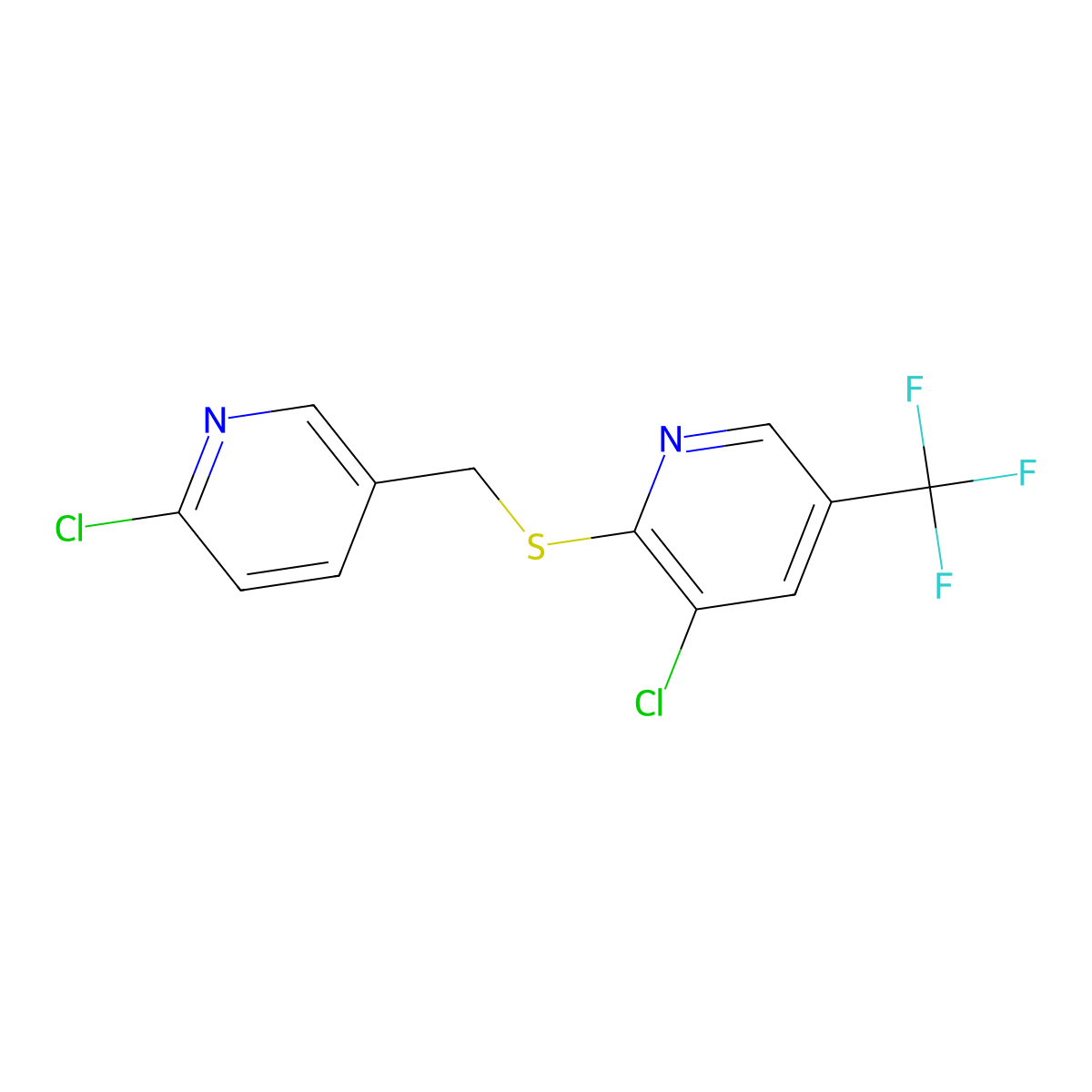 3-Chloro-2-{[(6-chloro-3-pyridinyl)methyl]sulfanyl}-5-(trifluoromethyl)pyridine molecular structure, CAS 478048-57-6