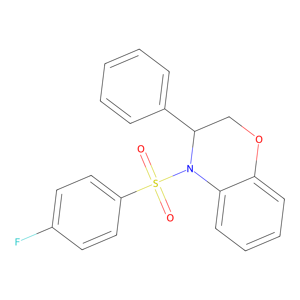 4-[(4-fluorophenyl)sulfonyl]-3-phenyl-3,4-dihydro-2H-1,4-benzoxazine molecular structure, CAS 478048-65-6