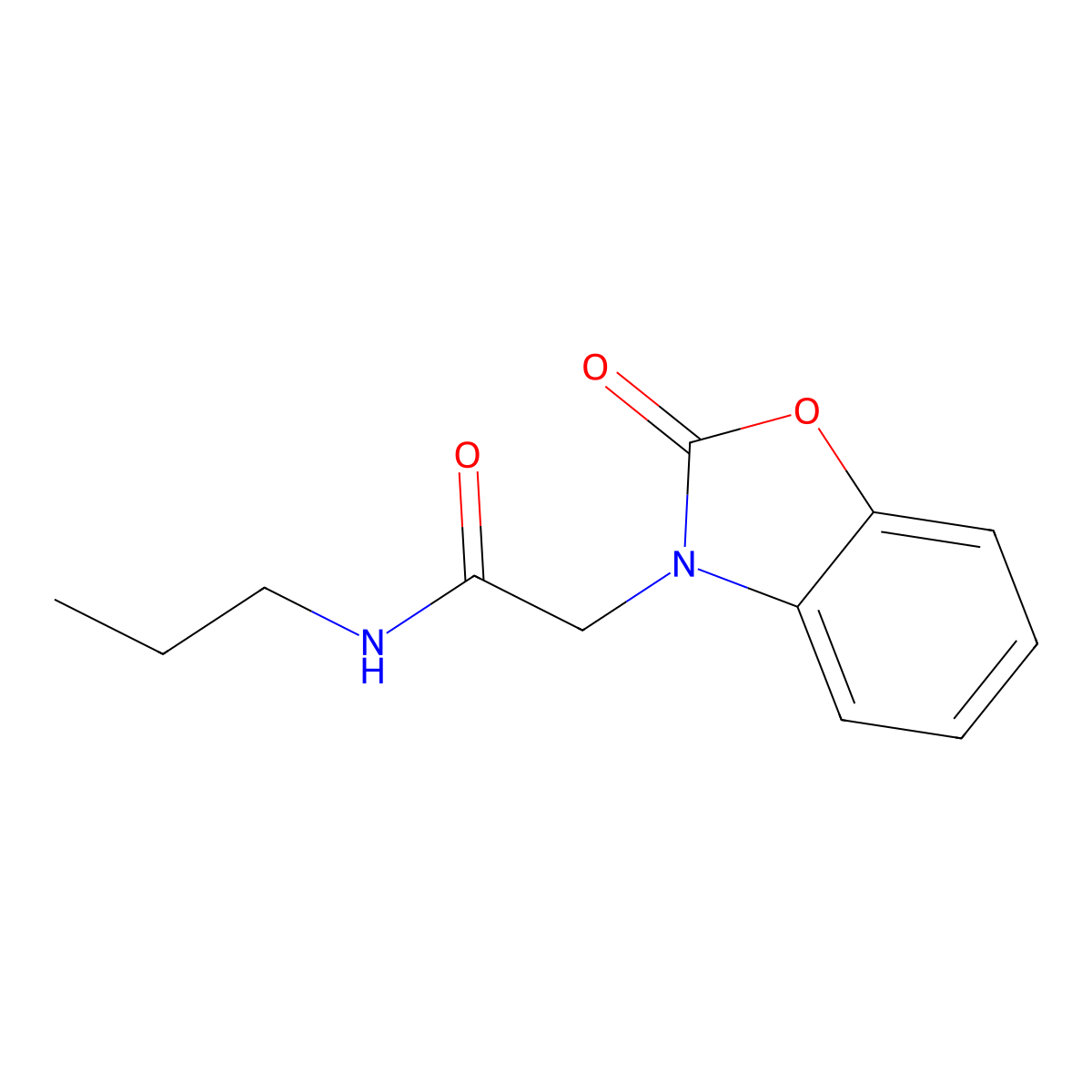 2-(2-oxo-2,3-dihydro-1,3-benzoxazol-3-yl)-N-propylacetamide molecular structure, CAS 478048-67-8