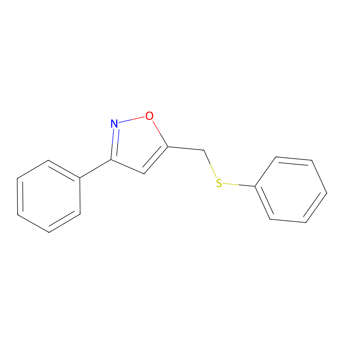 3-Phenyl-5-[(phenylthio)methyl]isoxazole molecular structure, CAS 478048-74-7