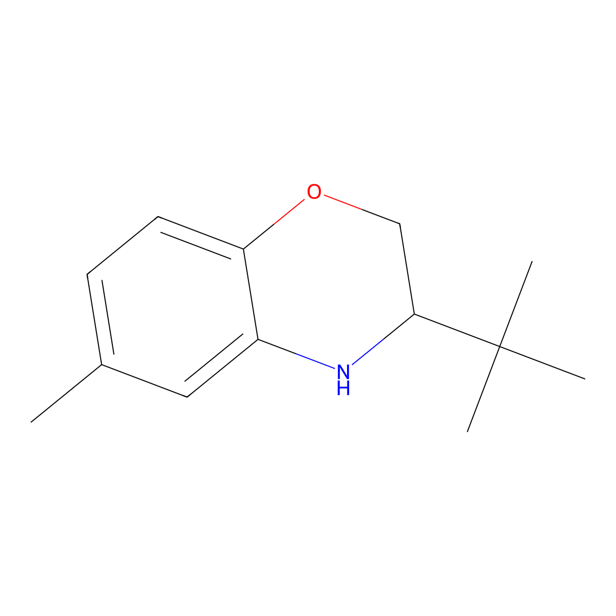 3-tert-butyl-6-methyl-3,4-dihydro-2H-1,4-benzoxazine molecular structure, CAS 478048-77-0