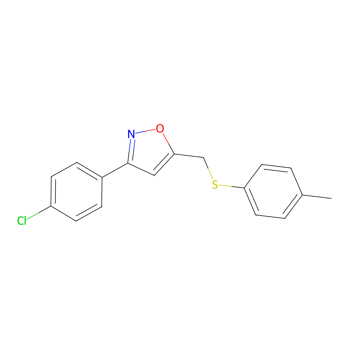 3-(4-Chlorophenyl)-5-{[(4-methylphenyl)sulfanyl]methyl}isoxazole molecular structure, CAS 478048-80-5