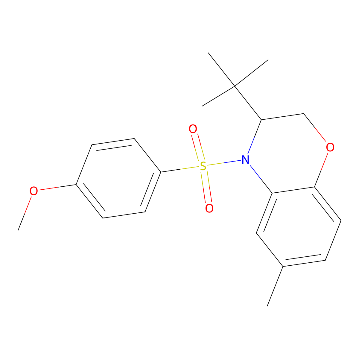 3-(tert-butyl)-4-[(4-methoxyphenyl)sulfonyl]-6-methyl-3,4-dihydro-2H-1,4-benzoxazine molecular structure, CAS 478048-82-7