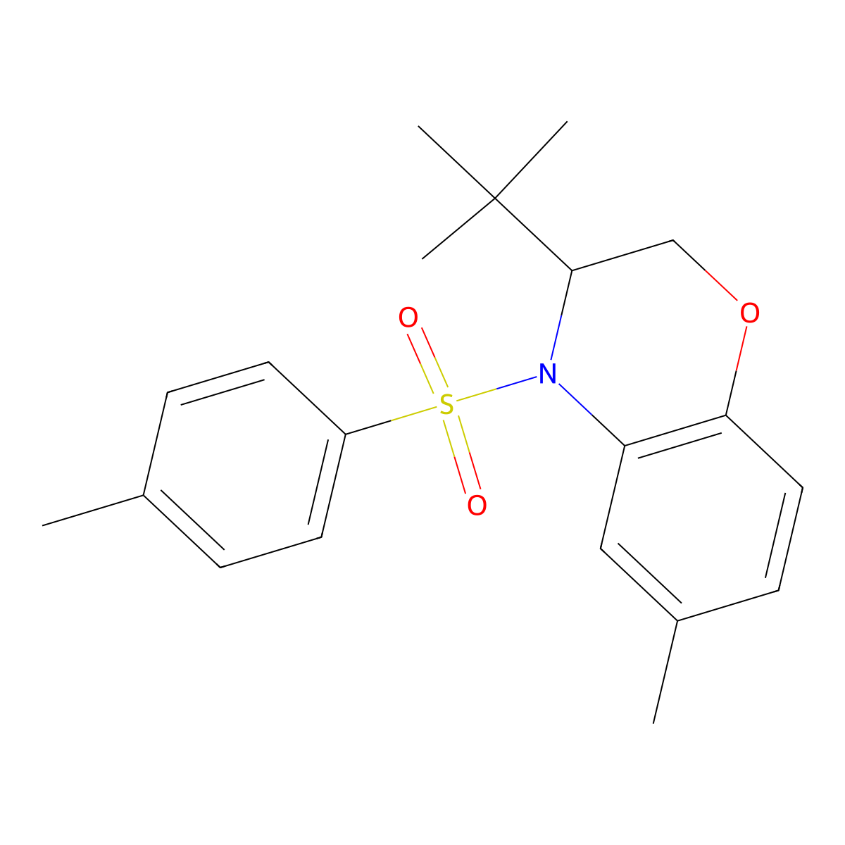 3-(tert-butyl)-6-methyl-4-[(4-methylphenyl)sulfonyl]-3,4-dihydro-2H-1,4-benzoxazine molecular structure, CAS 478048-83-8