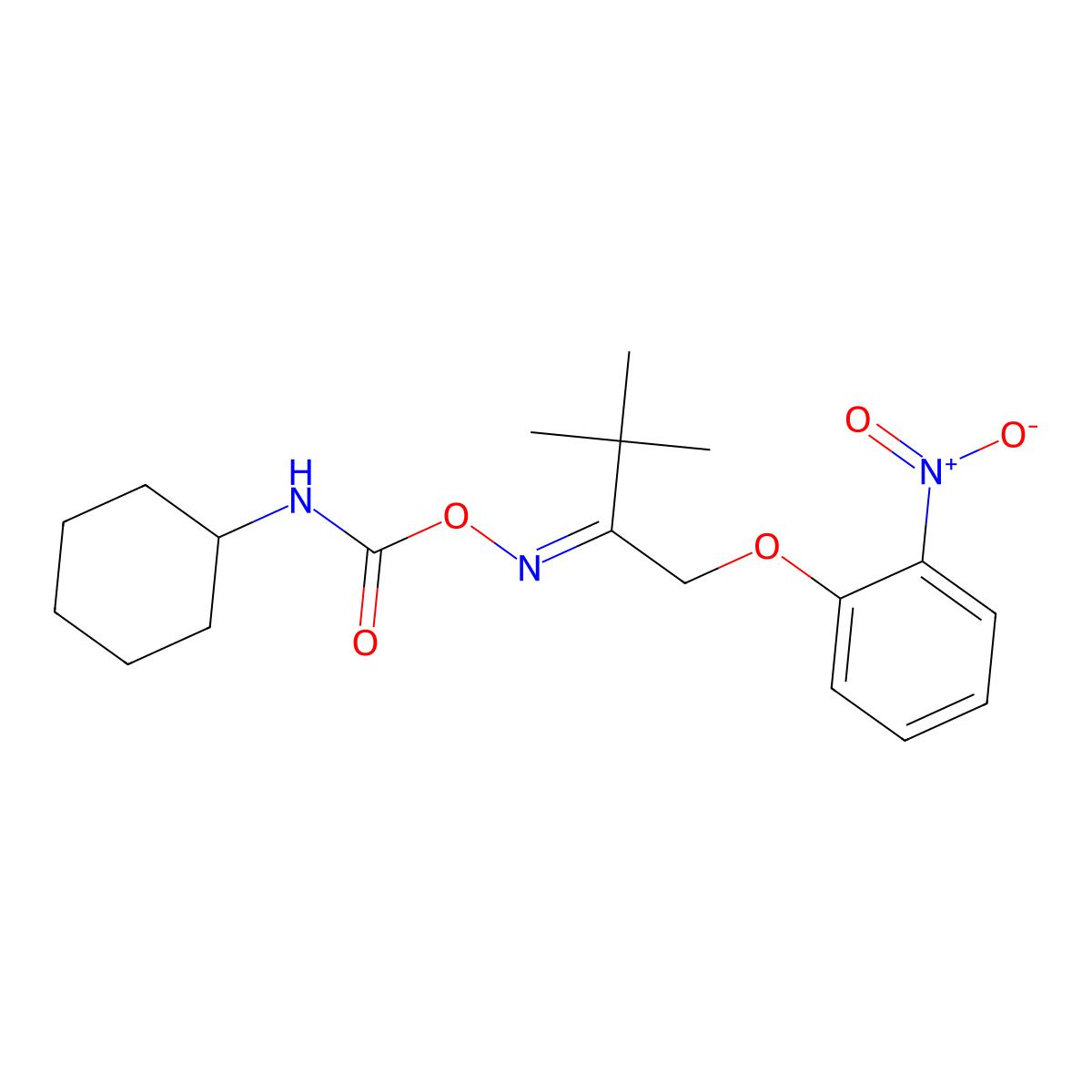 1-[2-({[(Cyclohexylamino)carbonyl]oxy}imino)-3,3-dimethylbutoxy]-2-nitrobenzene molecular structure, CAS 478048-88-3