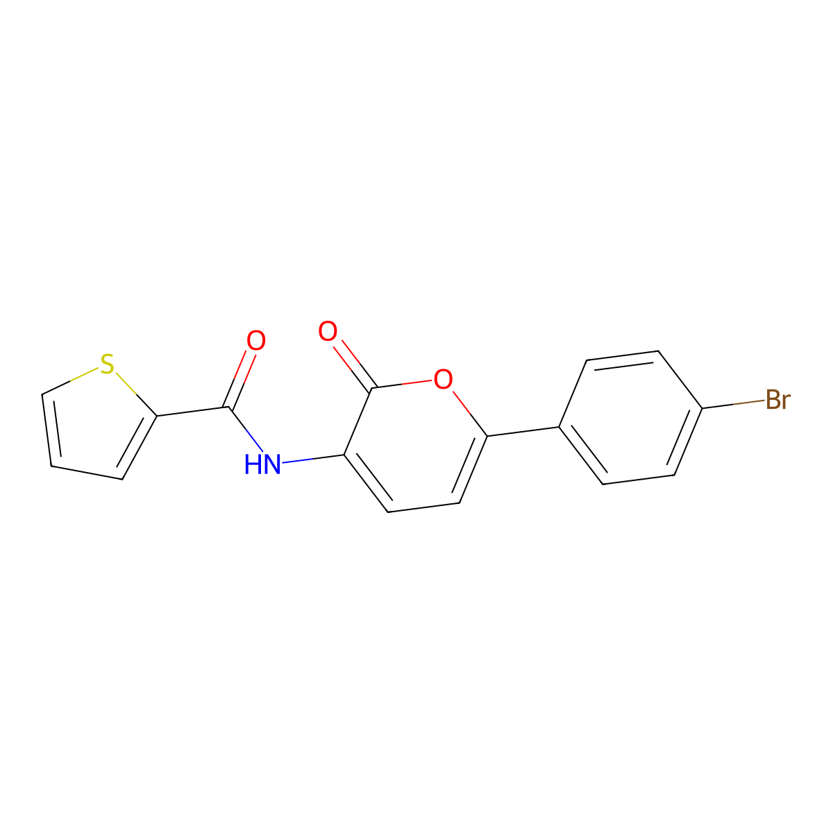 N-[6-(4-bromophenyl)-2-oxo-2H-pyran-3-yl]-2-thiophenecarboxamide molecular structure, CAS 478048-98-5