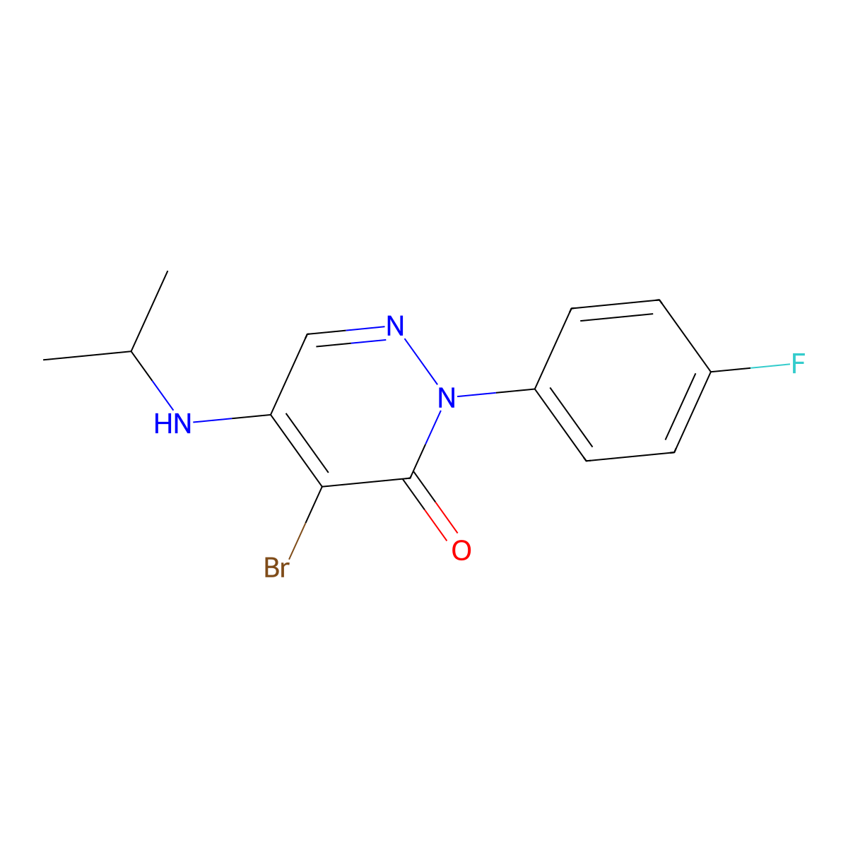 4-bromo-2-(4-fluorophenyl)-5-(isopropylamino)-3(2H)-pyridazinone molecular structure, CAS 478049-04-6