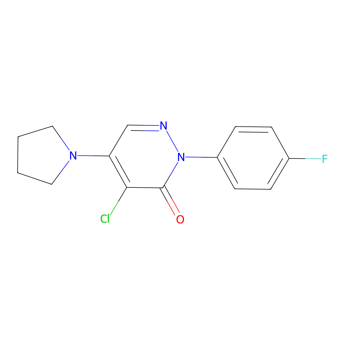 4-chloro-2-(4-fluorophenyl)-5-(1-pyrrolidinyl)-3(2H)-pyridazinone molecular structure, CAS 478049-10-4