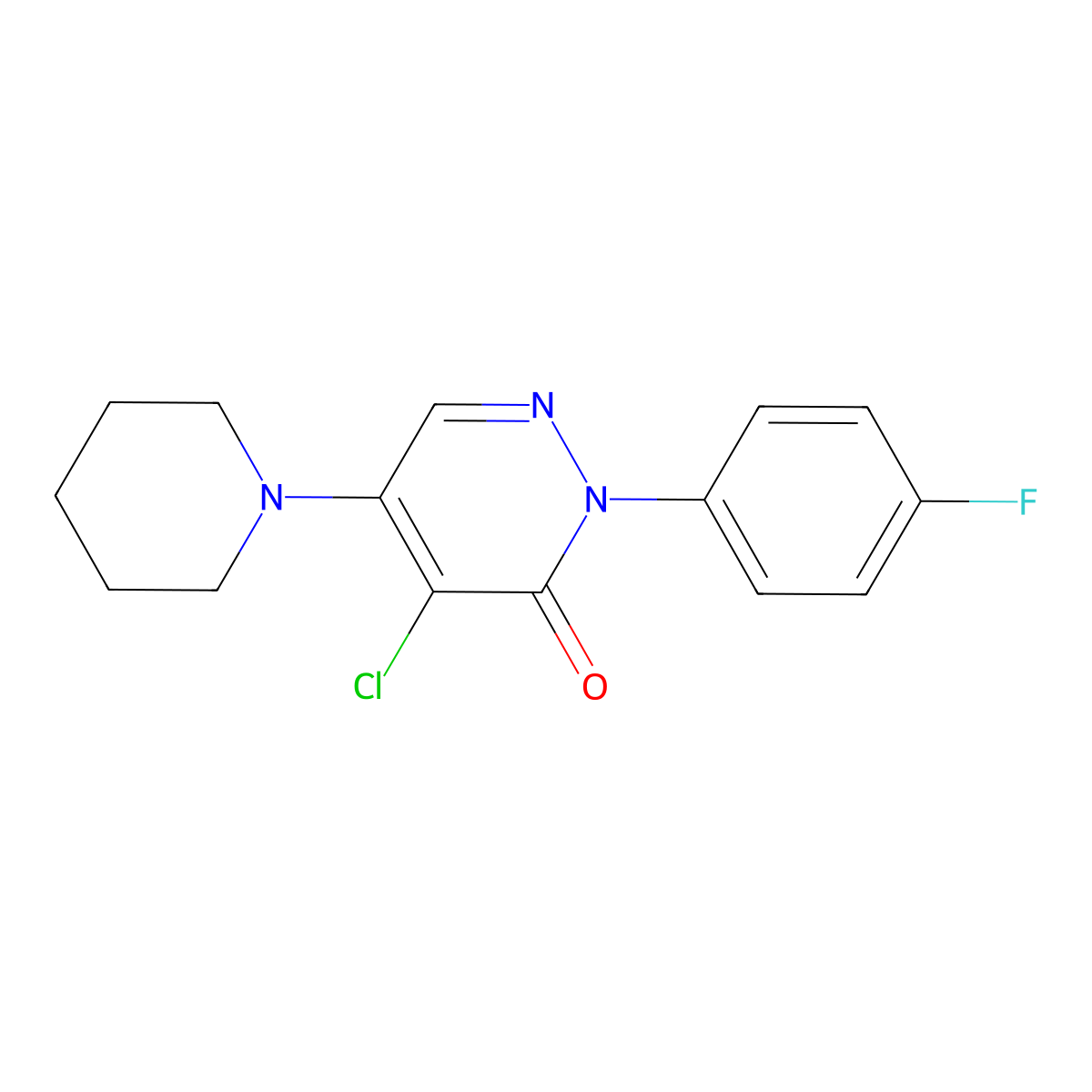 4-chloro-2-(4-fluorophenyl)-5-piperidino-3(2H)-pyridazinone molecular structure, CAS 478049-12-6