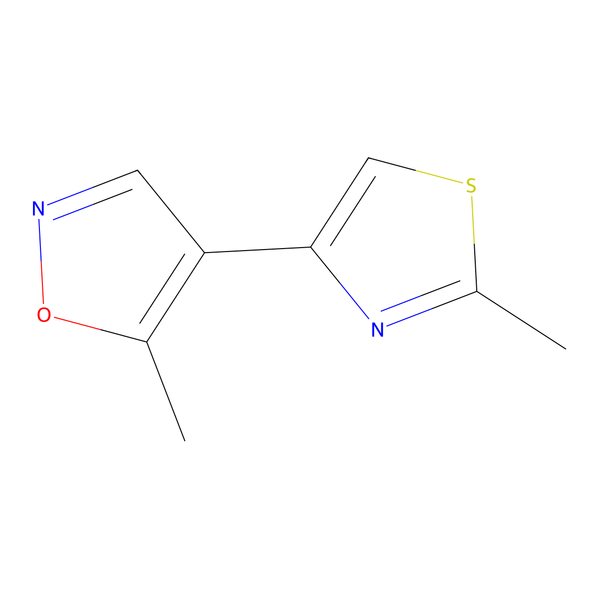 5-Methyl-4-(2-methyl-1,3-thiazol-4-yl)-1,2-oxazole molecular structure, CAS 478049-18-2