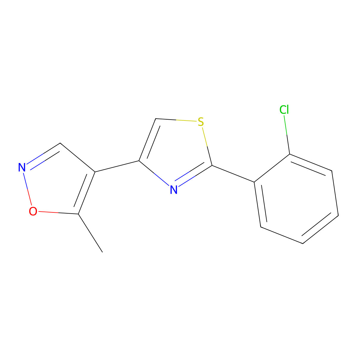 4-[2-(2-Chlorophenyl)-1,3-thiazol-4-yl]-5-methyl-1,2-oxazole molecular structure, CAS 478049-20-6