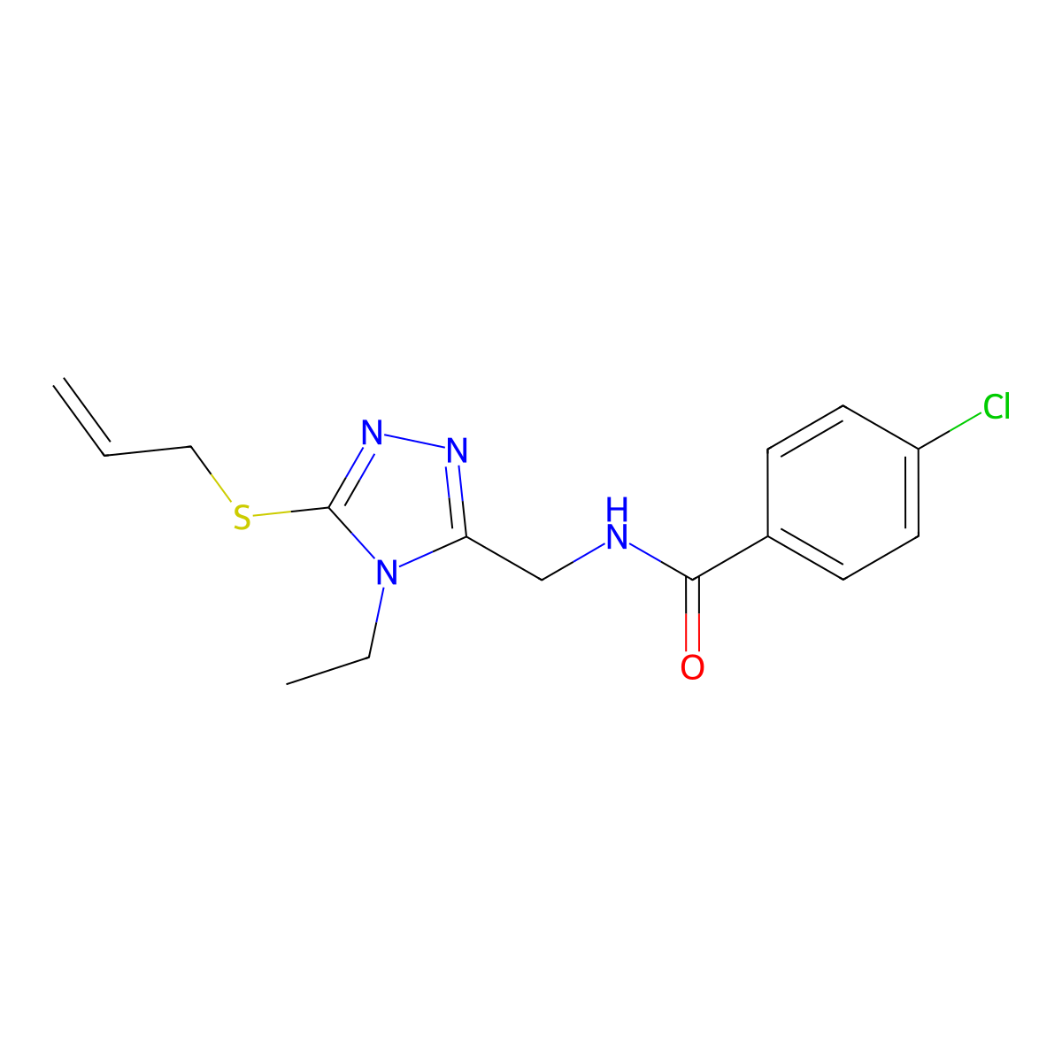 N-{[5-(allylsulfanyl)-4-ethyl-4H-1,2,4-triazol-3-yl]methyl}-4-chlorobenzenecarboxamide molecular structure, CAS 478049-26-2