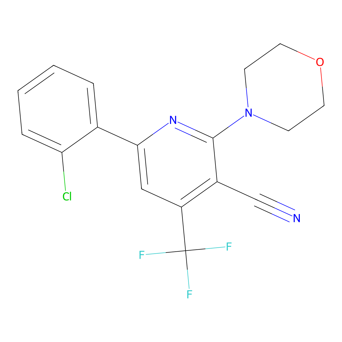 6-(2-Chlorophenyl)-2-morpholino-4-(trifluoromethyl)nicotinonitrile molecular structure, CAS 478049-43-3