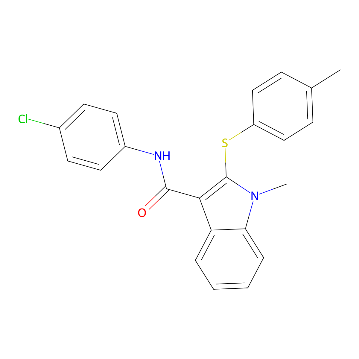 N-(4-chlorophenyl)-1-methyl-2-[(4-methylphenyl)sulfanyl]-1H-indole-3-carboxamide molecular structure, CAS 478049-46-6