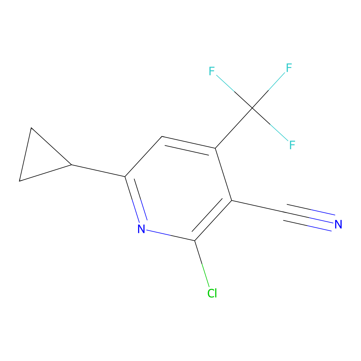 2-Chloro-6-cyclopropyl-4-(trifluoromethyl)nicotinonitrile molecular structure, CAS 478049-48-8