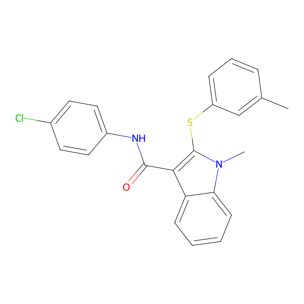 N-(4-chlorophenyl)-1-methyl-2-[(3-methylphenyl)sulfanyl]-1H-indole-3-carboxamide molecular structure, CAS 478049-51-3