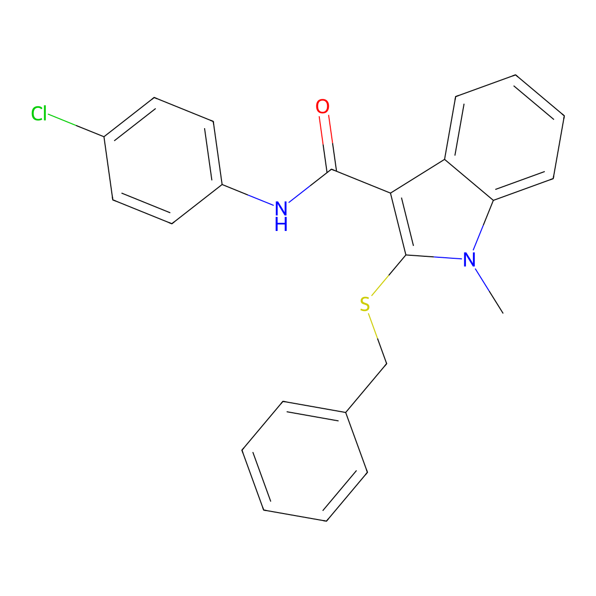 2-(benzylsulfanyl)-N-(4-chlorophenyl)-1-methyl-1H-indole-3-carboxamide molecular structure, CAS 478049-52-4