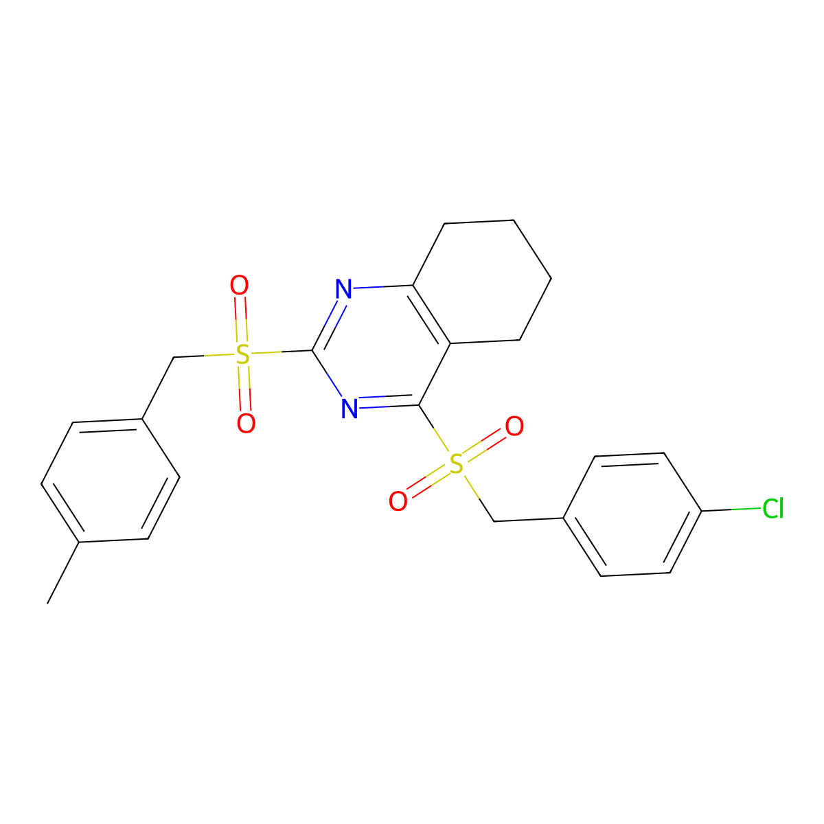 4-Chlorobenzyl 2-[(4-methylbenzyl)sulfonyl]-5,6,7,8-tetrahydro-4-quinazolinyl sulfone molecular structure, CAS 478049-58-0