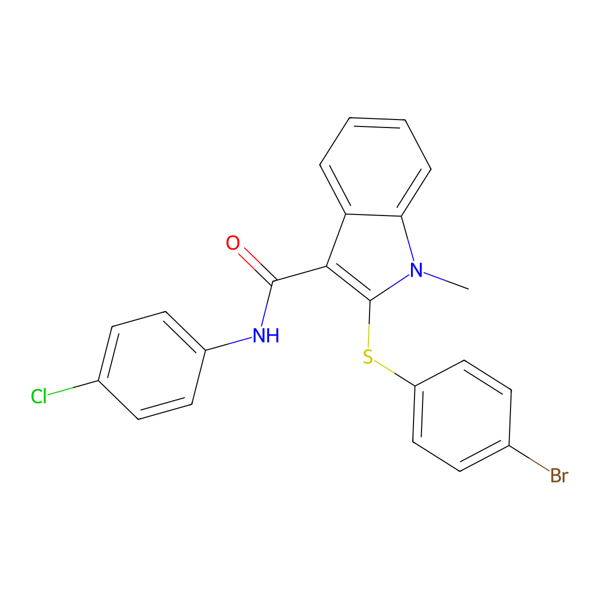 2-[(4-bromophenyl)sulfanyl]-N-(4-chlorophenyl)-1-methyl-1H-indole-3-carboxamide molecular structure, CAS 478049-59-1