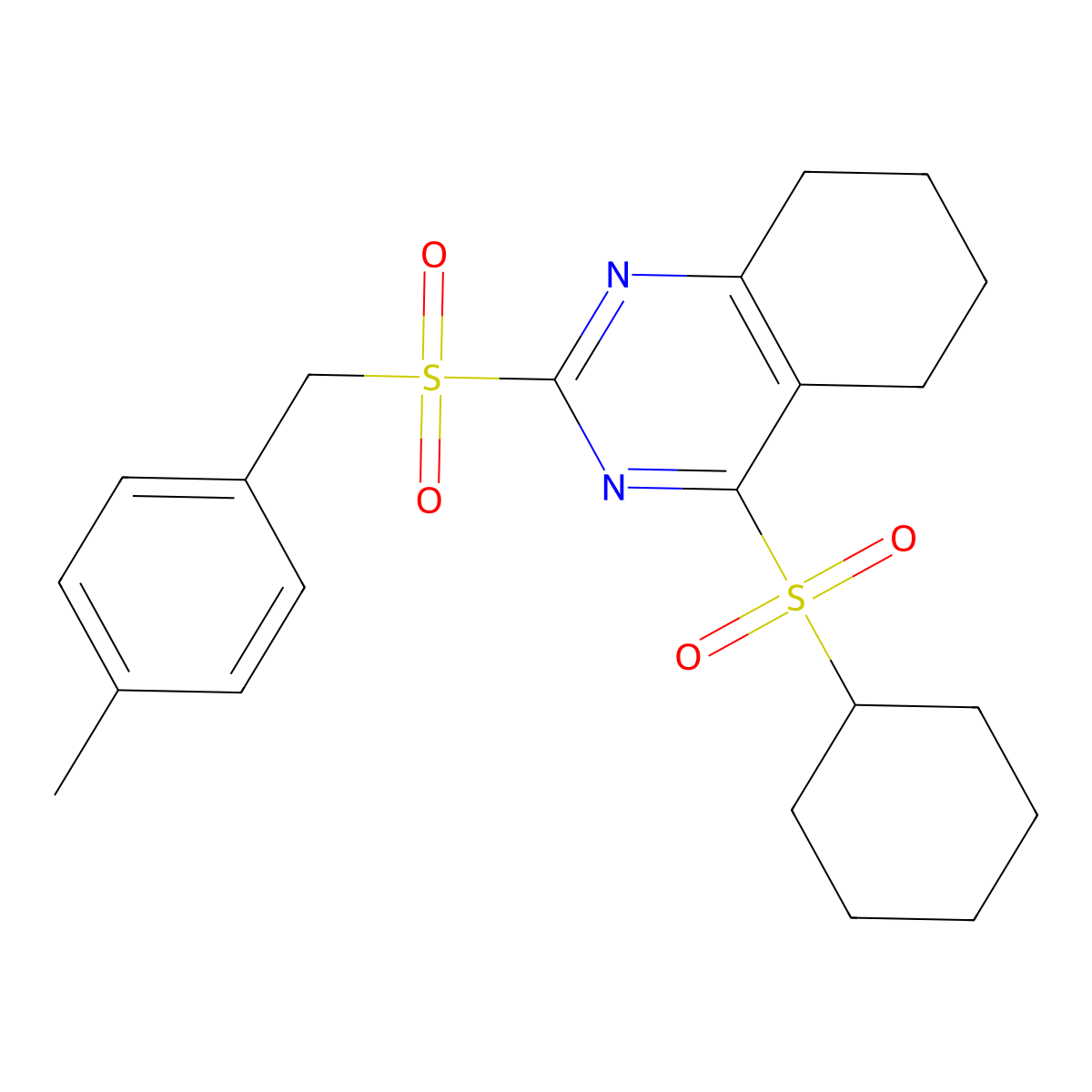 Cyclohexyl 2-[(4-methylbenzyl)sulfonyl]-5,6,7,8-tetrahydro-4-quinazolinyl sulfone molecular structure, CAS 478049-63-7
