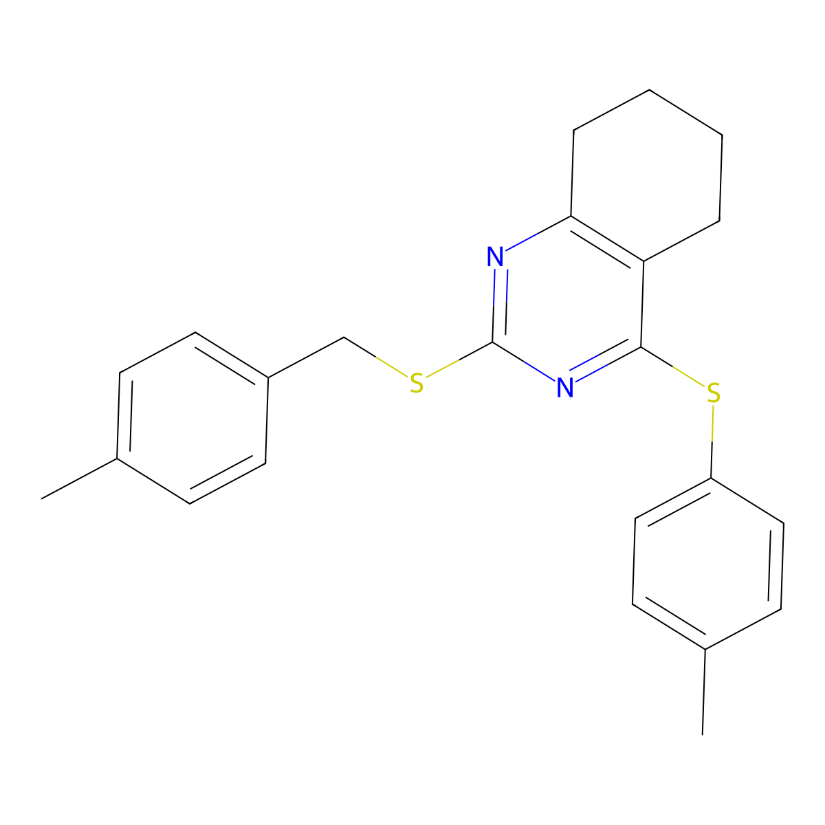 4-Methylbenzyl 4-[(4-methylphenyl)sulfanyl]-5,6,7,8-tetrahydro-2-quinazolinyl sulfide molecular structure, CAS 478049-64-8