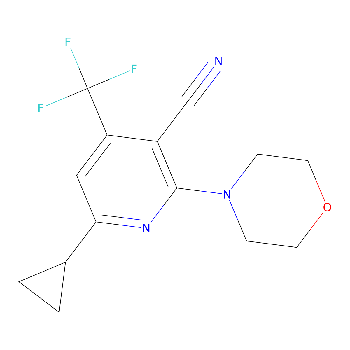 6-Cyclopropyl-2-morpholino-4-(trifluoromethyl)nicotinonitrile molecular structure, CAS 478049-66-0