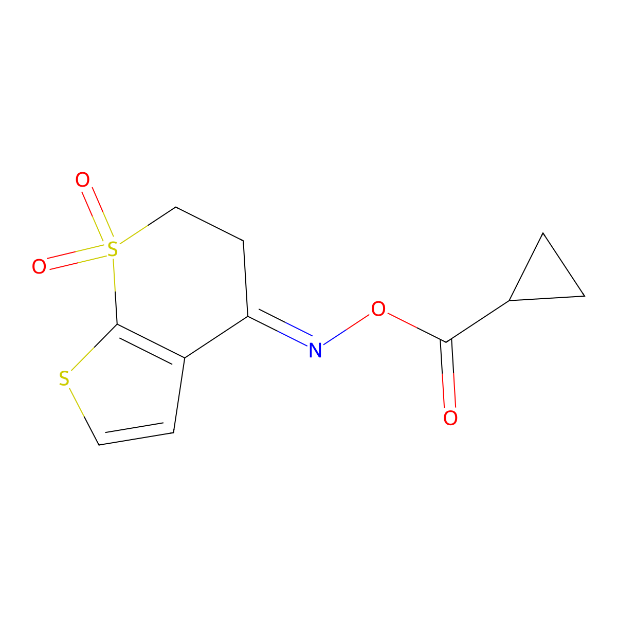 [(7,7-Dioxo-5,6-dihydrothieno[2,3-b]thiopyran-4-ylidene)amino] cyclopropanecarboxylate molecular structure, CAS 478049-69-3