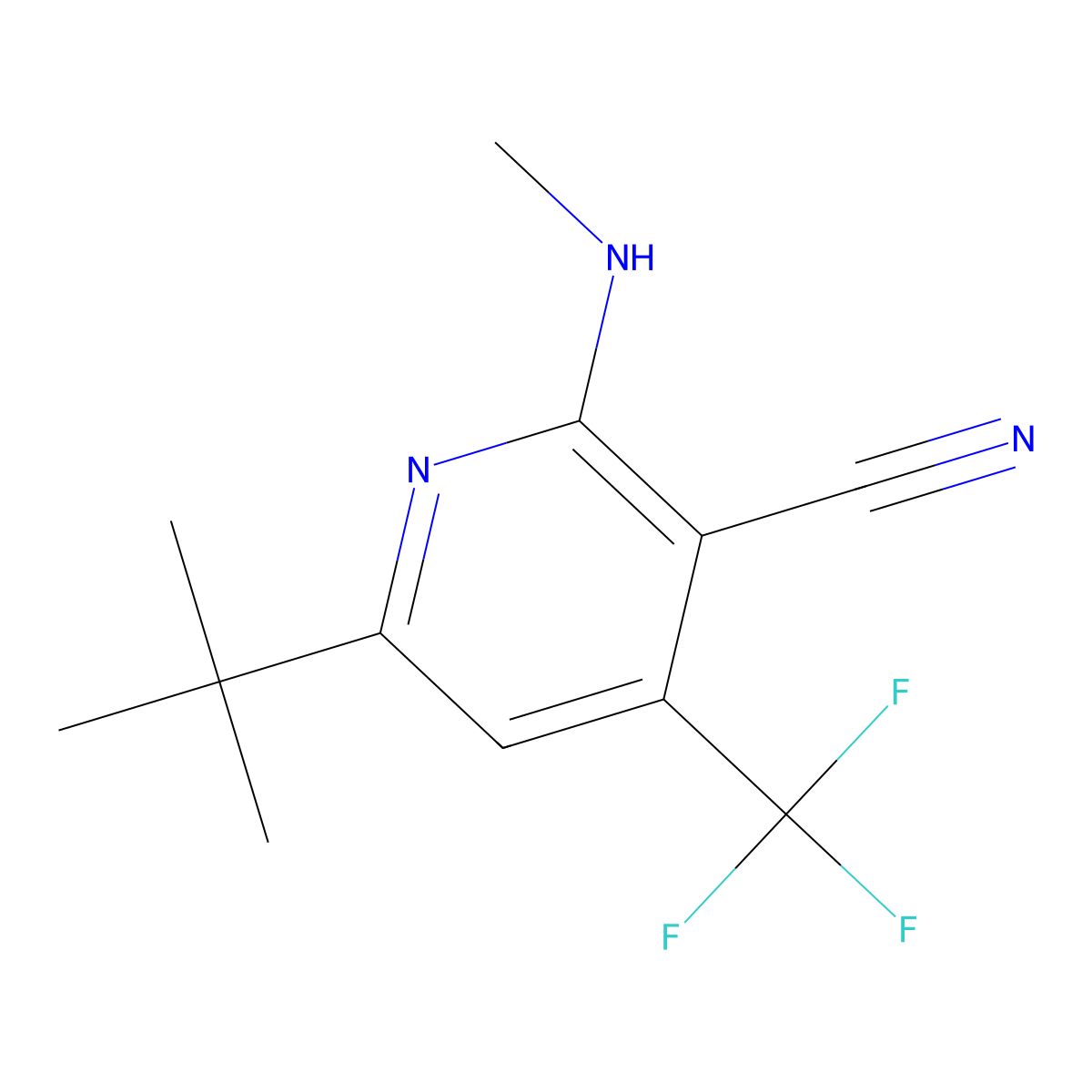 6-Tert-butyl-2-(methylamino)-4-(trifluoromethyl)pyridine-3-carbonitrile molecular structure, CAS 478049-71-7
