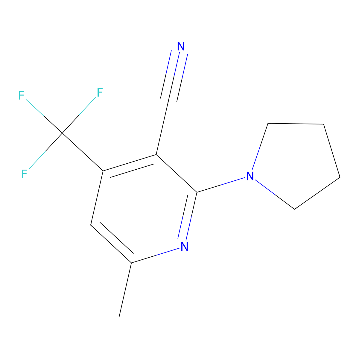 6-Methyl-2-(1-pyrrolidinyl)-4-(trifluoromethyl)nicotinonitrile molecular structure, CAS 478049-77-3