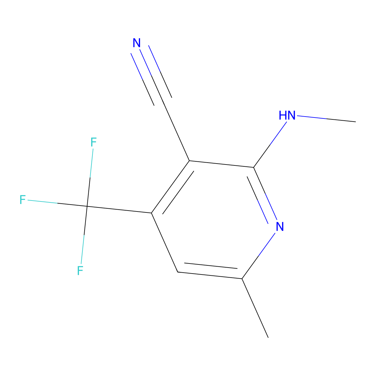 6-Methyl-2-(methylamino)-4-(trifluoromethyl)pyridine-3-carbonitrile molecular structure, CAS 478049-79-5