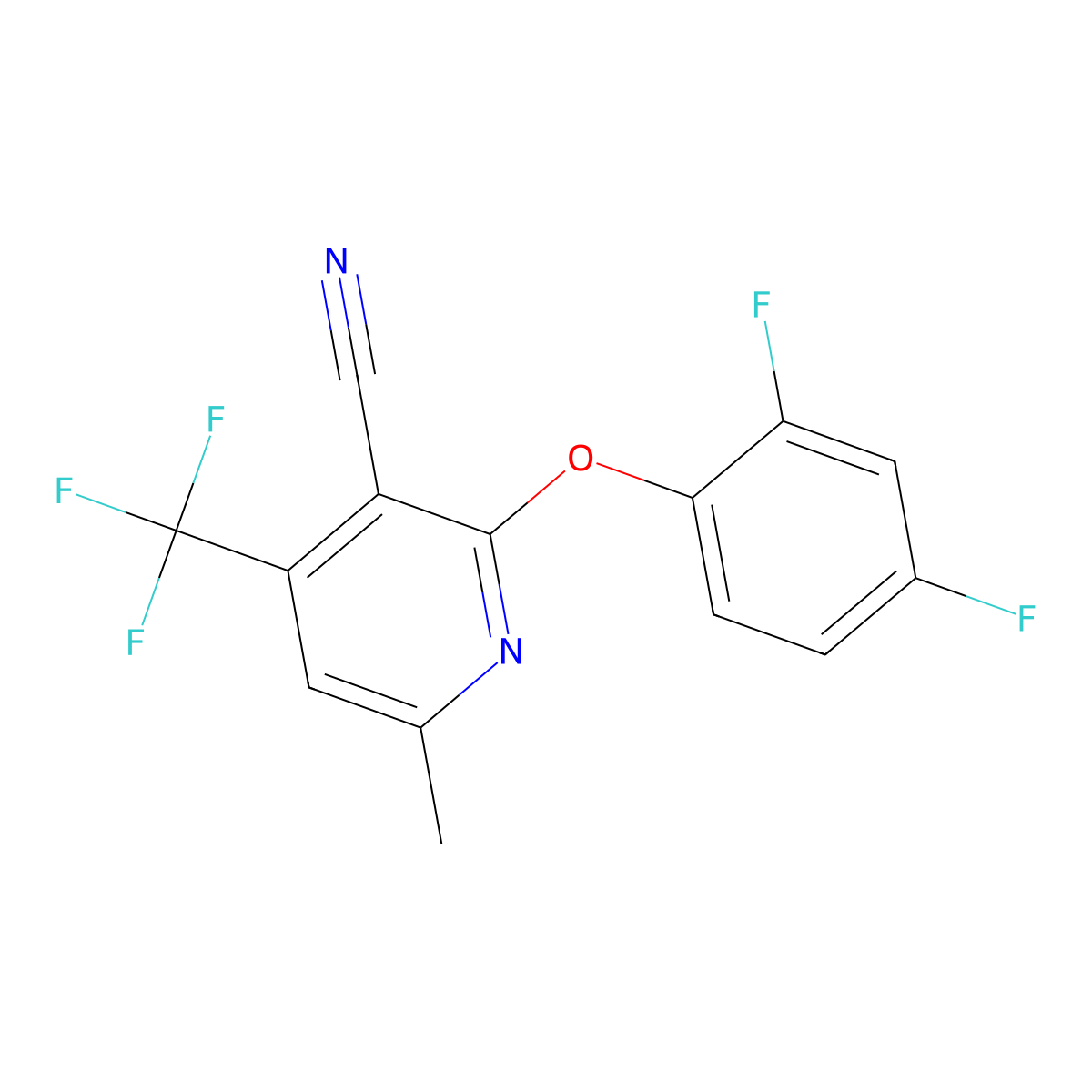 2-(2,4-Difluorophenoxy)-6-methyl-4-(trifluoromethyl)pyridine-3-carbonitrile molecular structure, CAS 478049-82-0