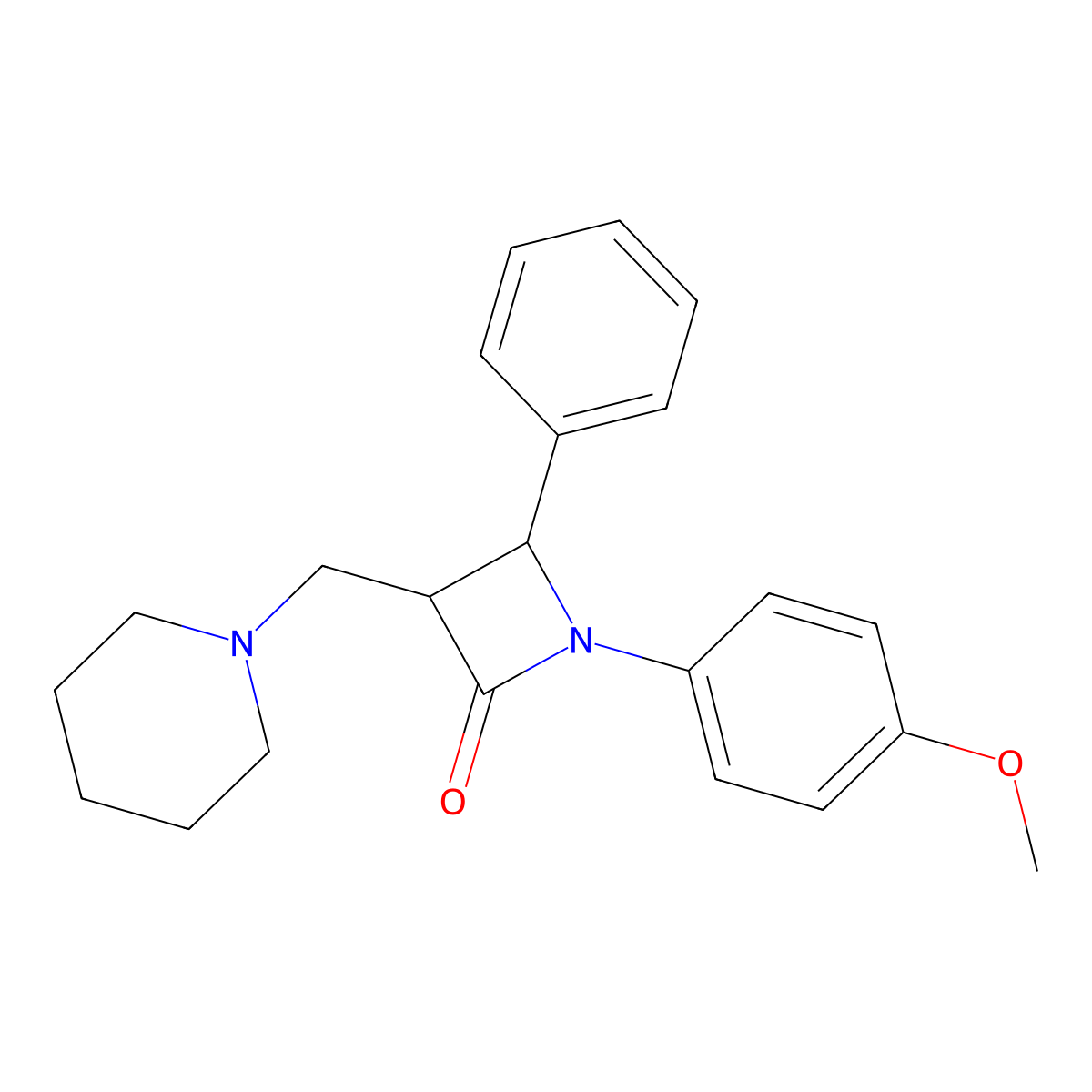 1-(4-Methoxyphenyl)-4-phenyl-3-(piperidinomethyl)-2-azetanone molecular structure, CAS 478049-89-7