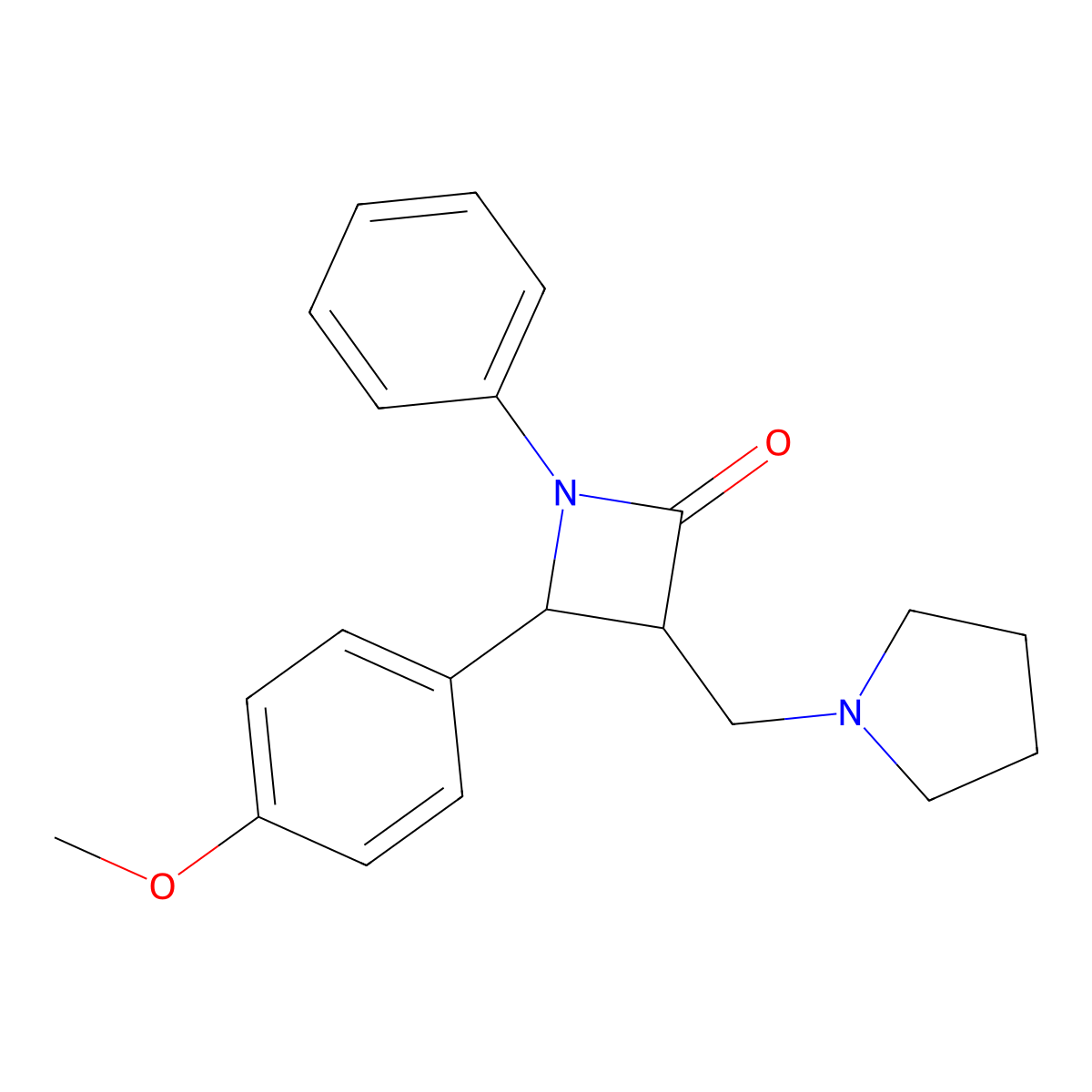 4-(4-Methoxyphenyl)-1-phenyl-3-(1-pyrrolidinylmethyl)-2-azetanone molecular structure, CAS 478049-92-2