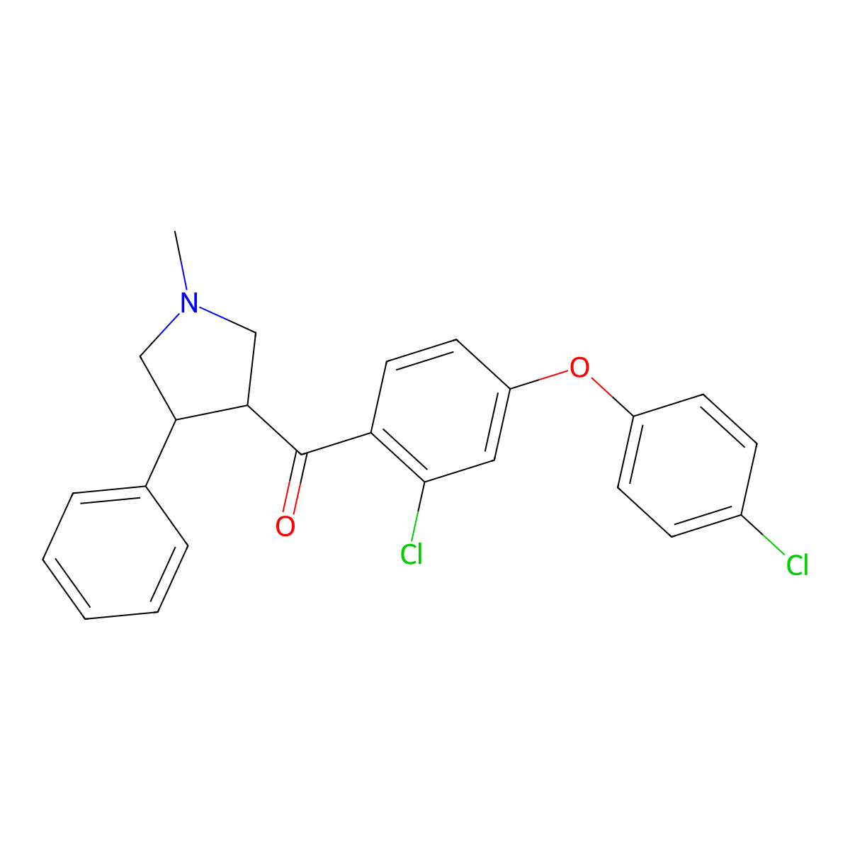 [2-chloro-4-(4-chlorophenoxy)phenyl](1-methyl-4-phenyltetrahydro-1H-pyrrol-3-yl)methanone molecular structure, CAS 478050-09-8