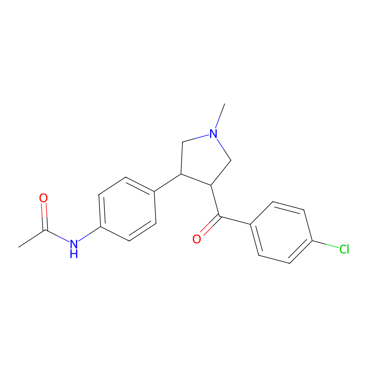 N-{4-[4-(4-chlorobenzoyl)-1-methyltetrahydro-1H-pyrrol-3-yl]phenyl}acetamide molecular structure, CAS 478050-13-4