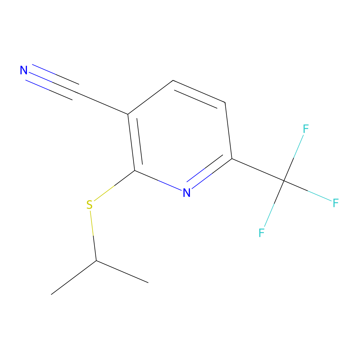 2-(Isopropylsulfanyl)-6-(trifluoromethyl)nicotinonitrile molecular structure, CAS 478050-38-3